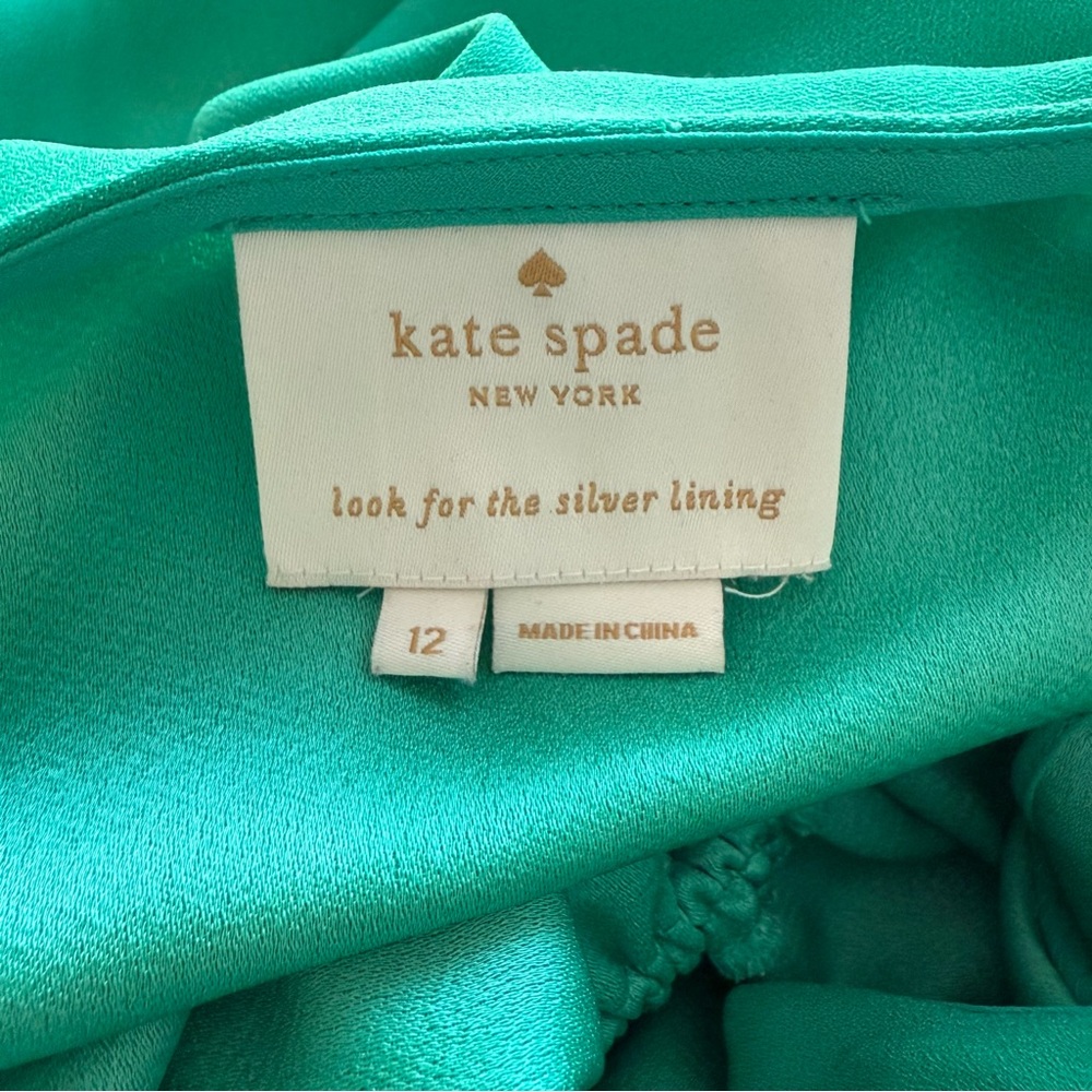 💚♠️ Kate Spade 💚♠️ look for the silver lining green ruffle sleeveless dress 12 L - Picture 11 of 11